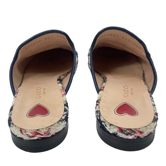Gucci Princetown Tweed Mules Horsebit Gardenia Ink Blue Size 36.5 - Picture 8 of 13